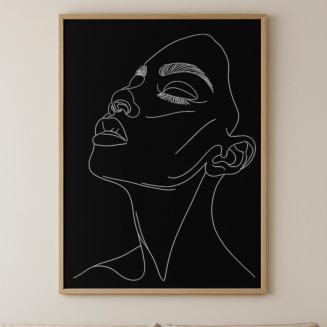 Minimalist Line Art Female Face, Modern Abstract