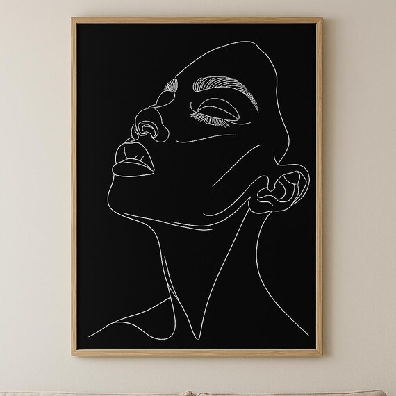 Minimalist Line Art Female Face, Modern Abstract