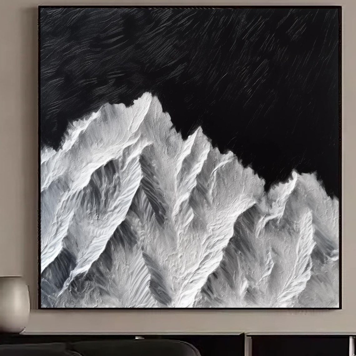 Original White Mountain Painting On Abstract Snow Mountain Wall Art Textured Painting Extra Large Mountain Hand Painted Textured Art