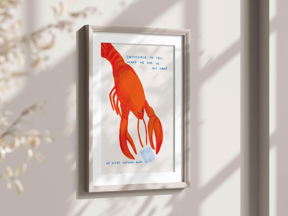 David Shrigley Lobster He Gives Nothing Away Absurdist Art Poster - Image 2