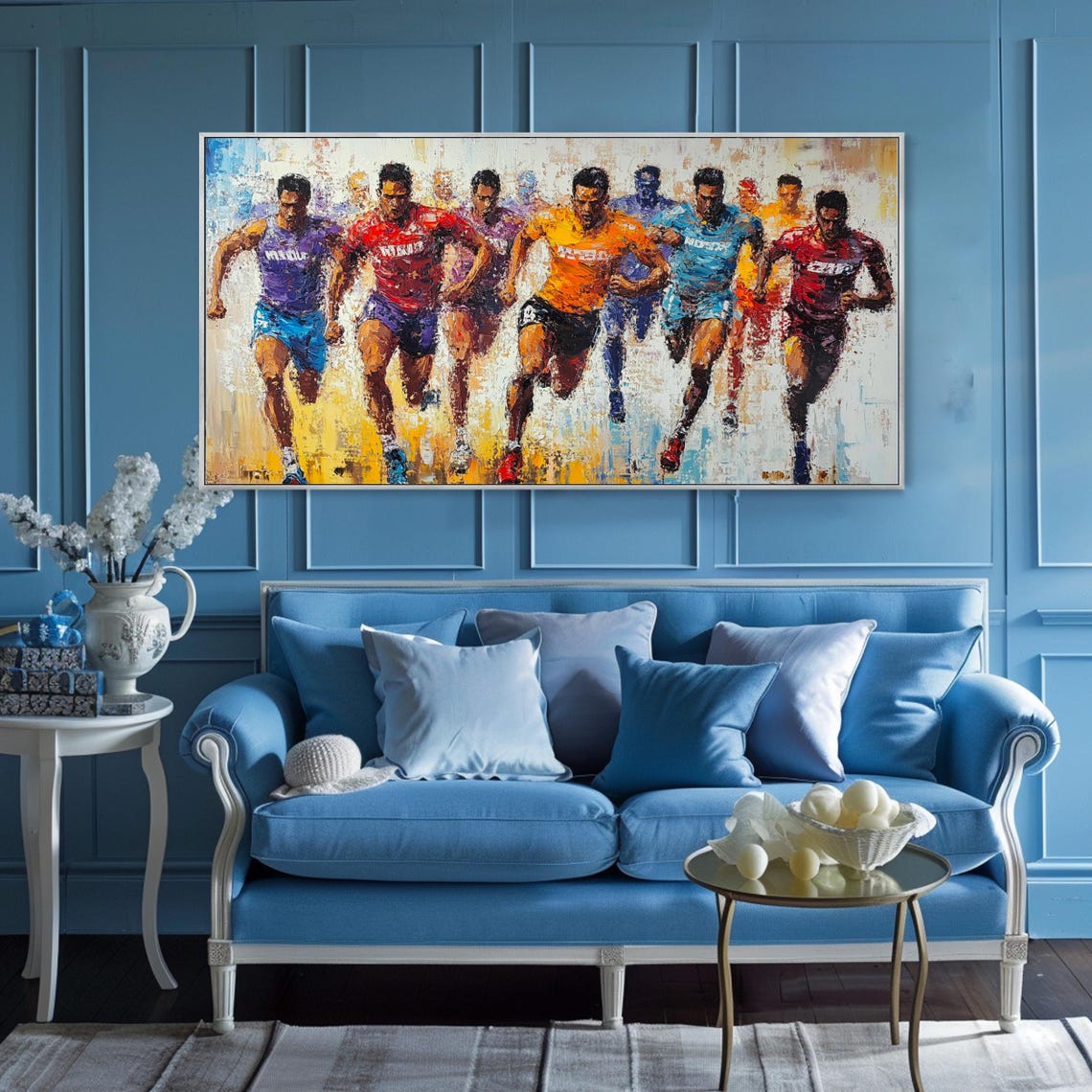 Marathon Runners Sprint Colorful Race Impasto Dynamic Sports Poster - Image 2