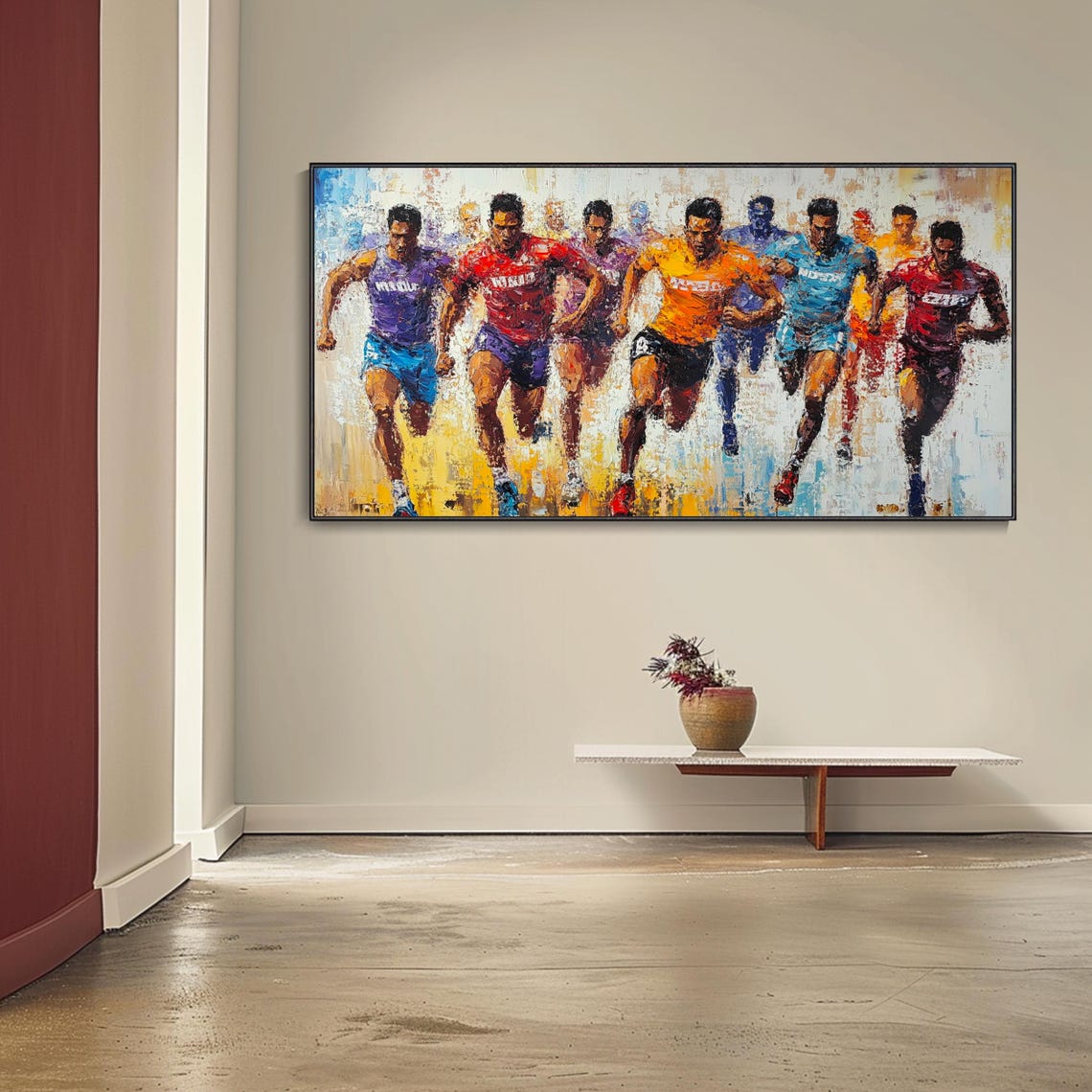 Marathon Runners Sprint Colorful Race Impasto Dynamic Sports Poster - Image 4