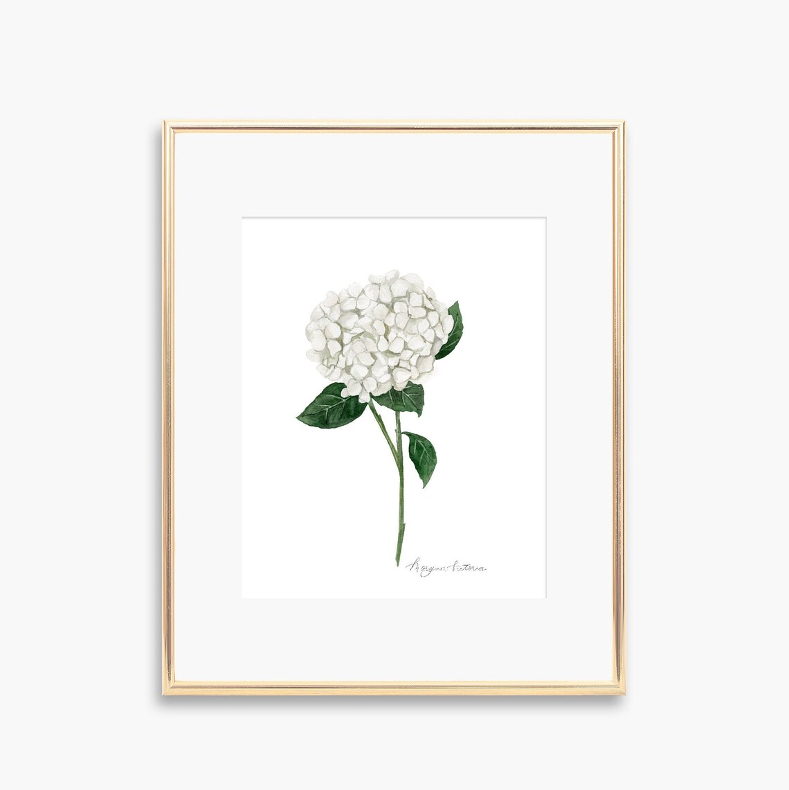 Hydrangea Watercolor Art Print, Floral Wall Decor