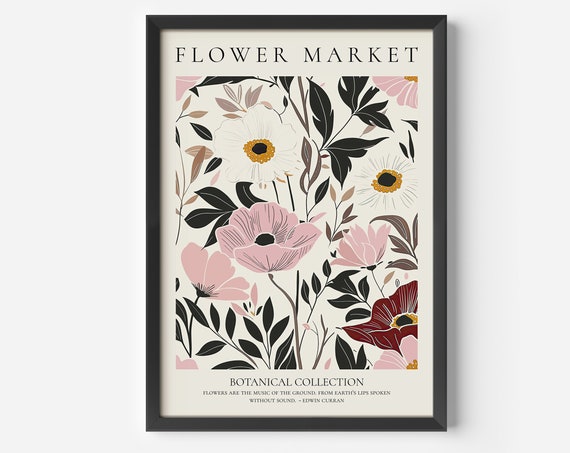 Modern Living Room Decoration Botanical Poster Flowers Pastel Floral Design Scandi Art Nature Wall Picture Hallway