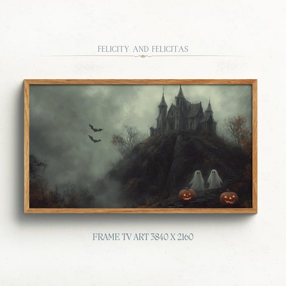 Halloween Frame Tv Art Haunted House Tv Art Phantom Manor Halloween Decor Cute Ghosts Halloween Art
