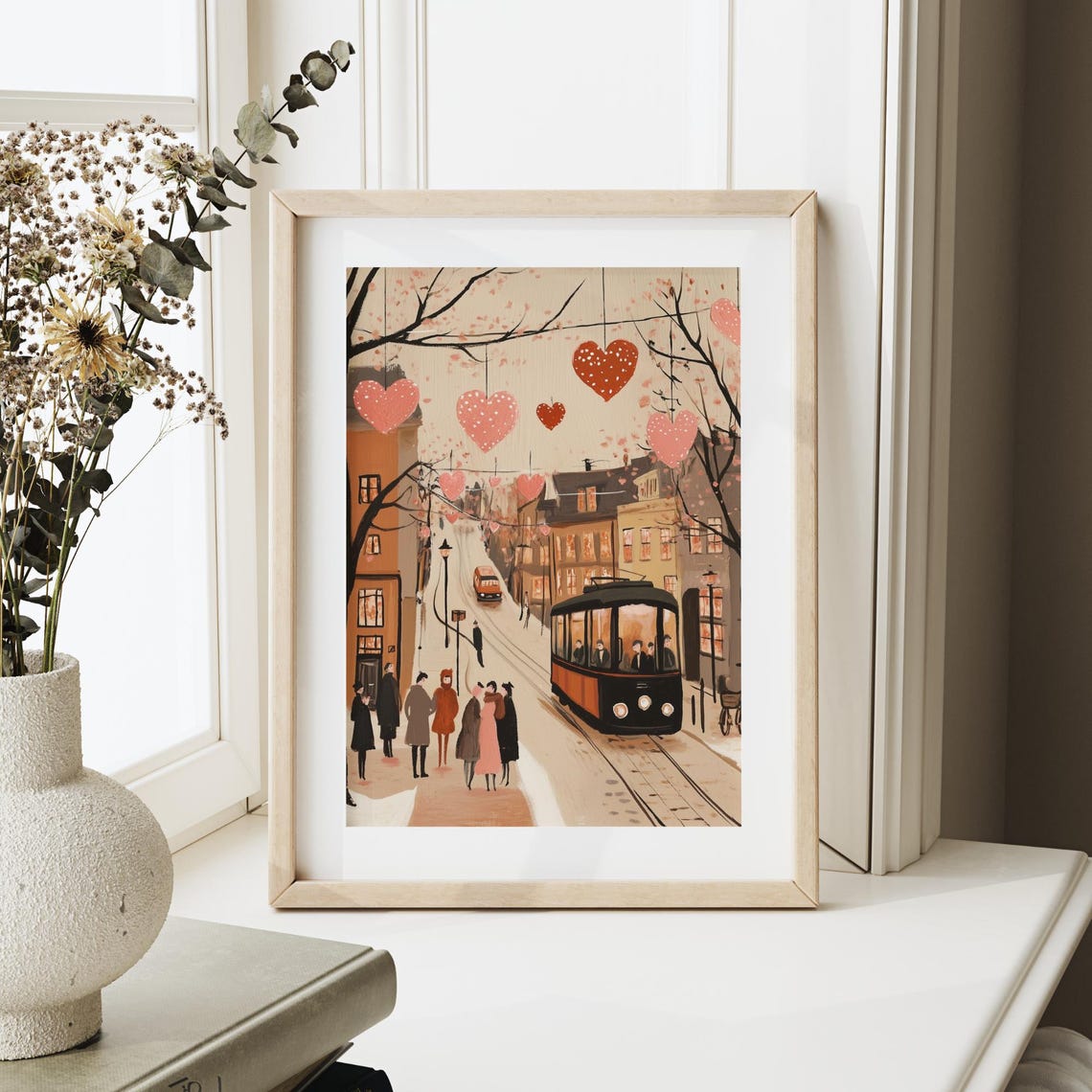 Cute Valentines Day Wall Art Retro Valentines Day Art Valentines Day Painting Romantic Valentine - Image 3
