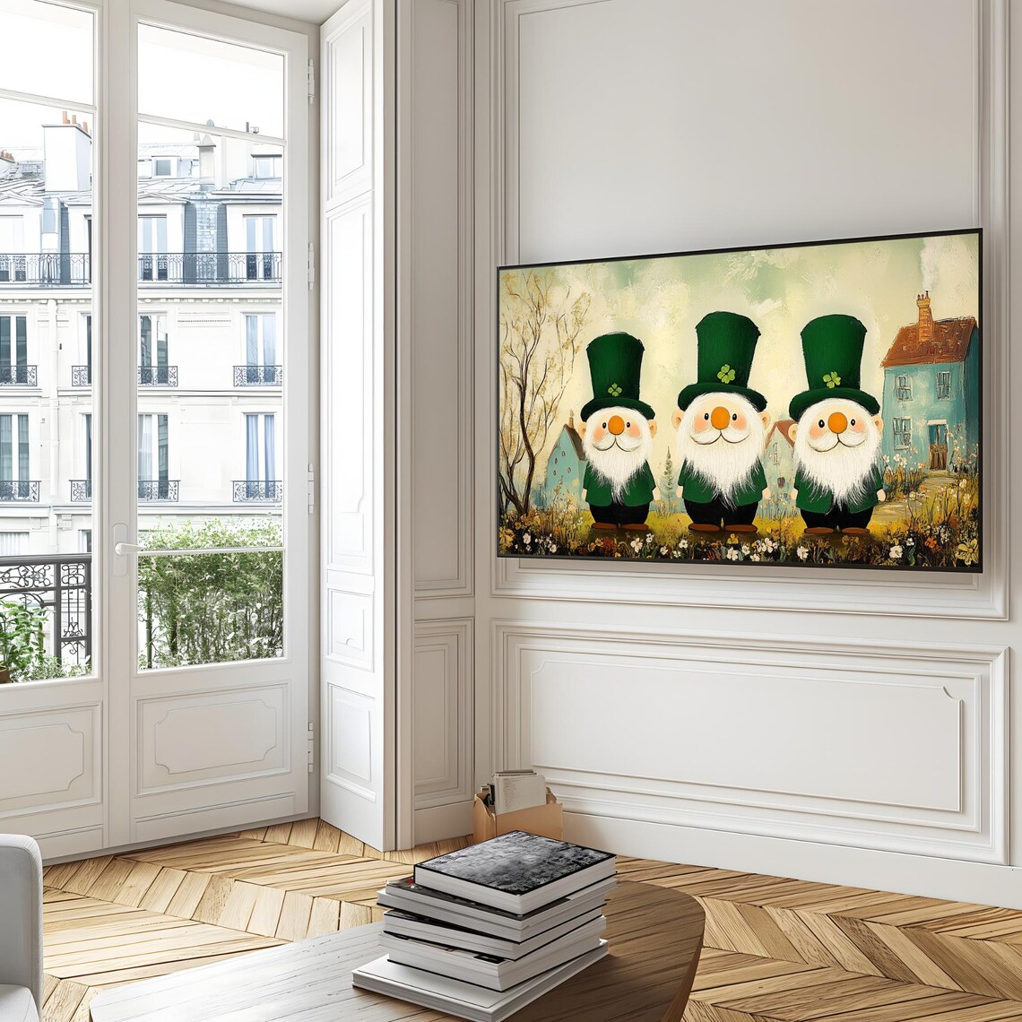 St Patricks Day Leprechaun Gnomes Green Top Hats Frame TV Art Poster - Image 6