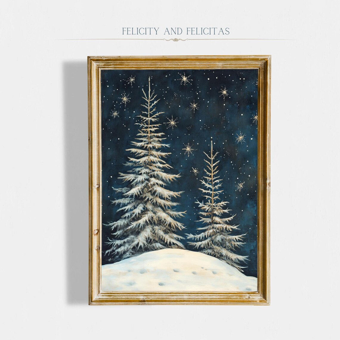 Winter Forest Vintage Snowy Forest Christmas Art Print - Image 6