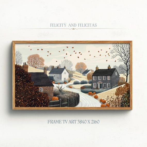 Dark Halloween Village Frame Tv Art Halloween Tv Art Halloween Decor Moody Cottagecore Decor Farmhouse Art