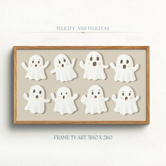 Frame Tv Art Cute Ghost Pastel Halloween Tv Art Neutral Halloween Decor Pastel Halloween Decor
