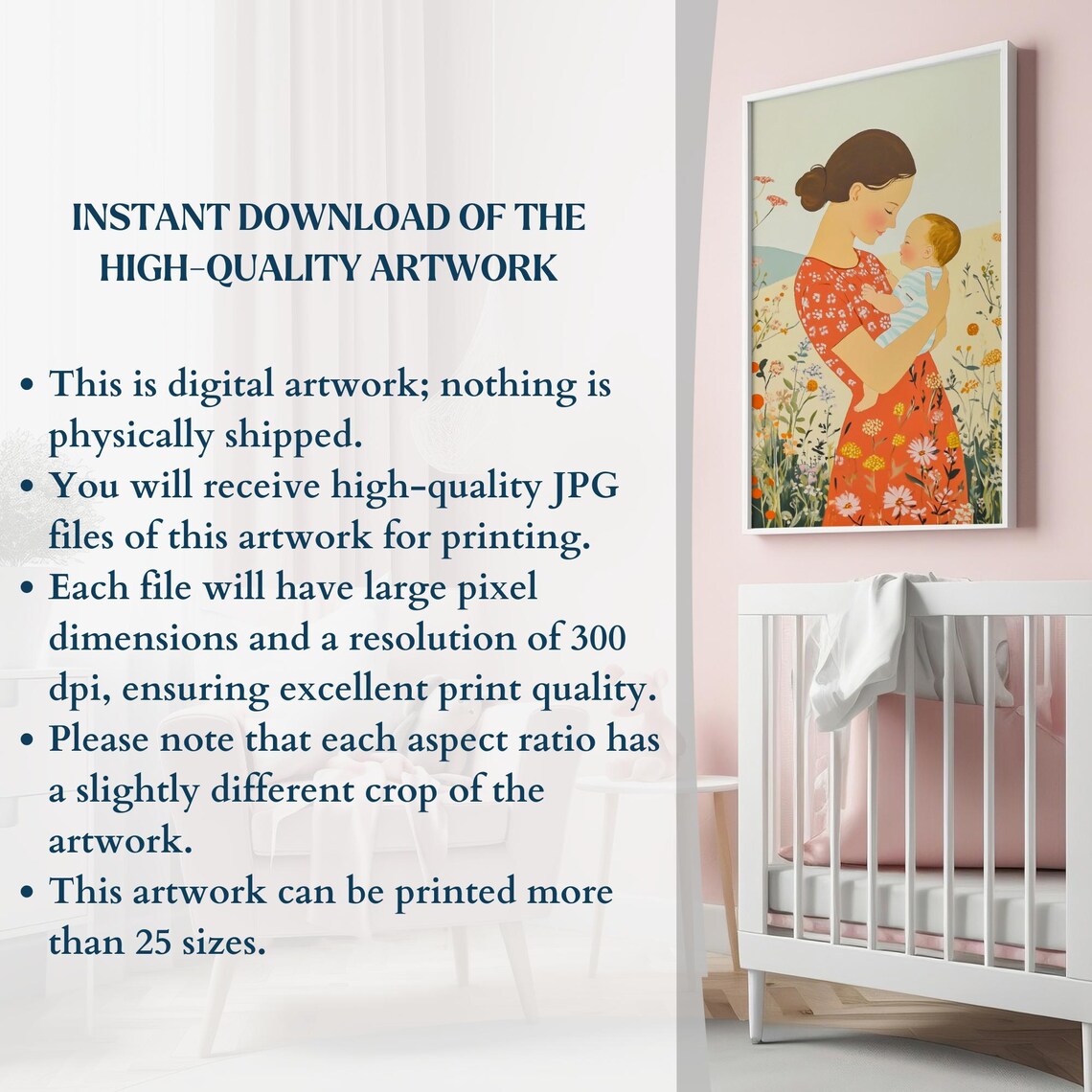 Mother and Baby Wildflower Meadow Sweet Nursery Motherhood Wall Art - Image 2
