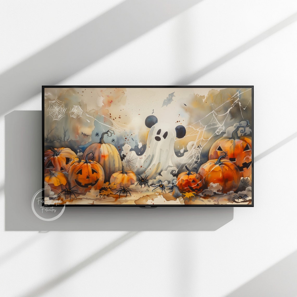 Halloween Mouse Ghost Frame Tv Art Cute Ghost Mouse Frame Tv Art Spooky Season Screensaver - Image 3