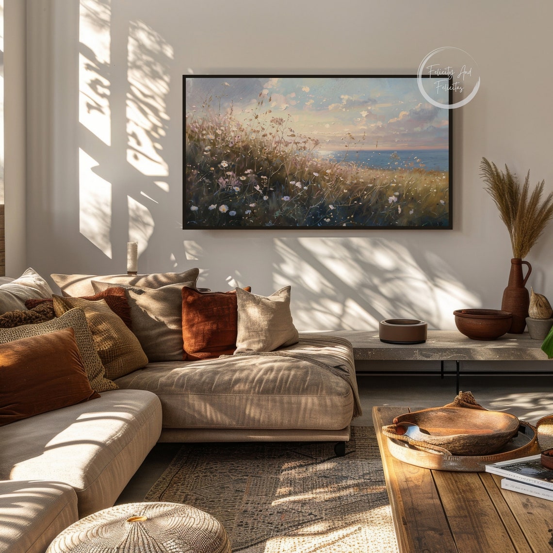 Coastal Wildflower Meadow Impressionist Painting Ocean View Poster - Image 4
