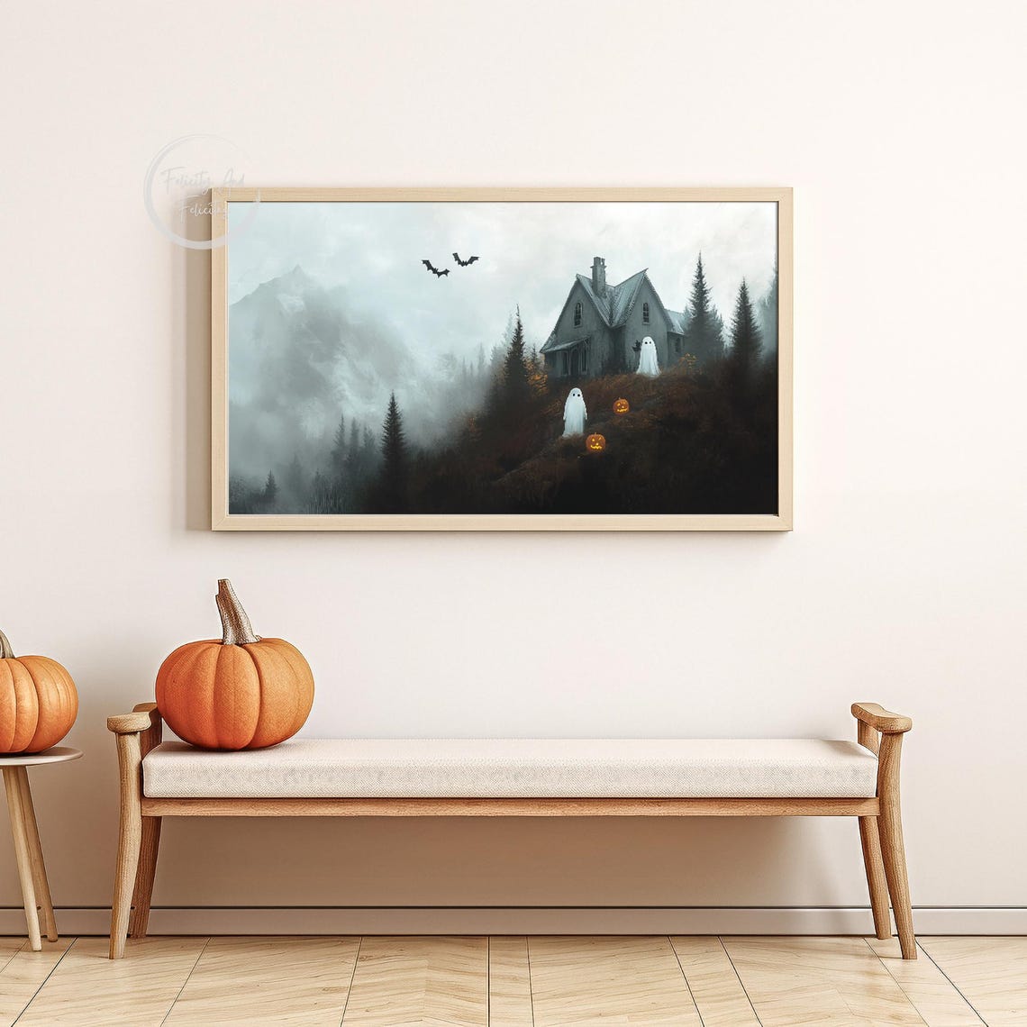 Frame Tv Art Haunted House Halloween Tv Art Phantom Manor Halloween Decor Cute Ghosts Halloween Art - Image 6