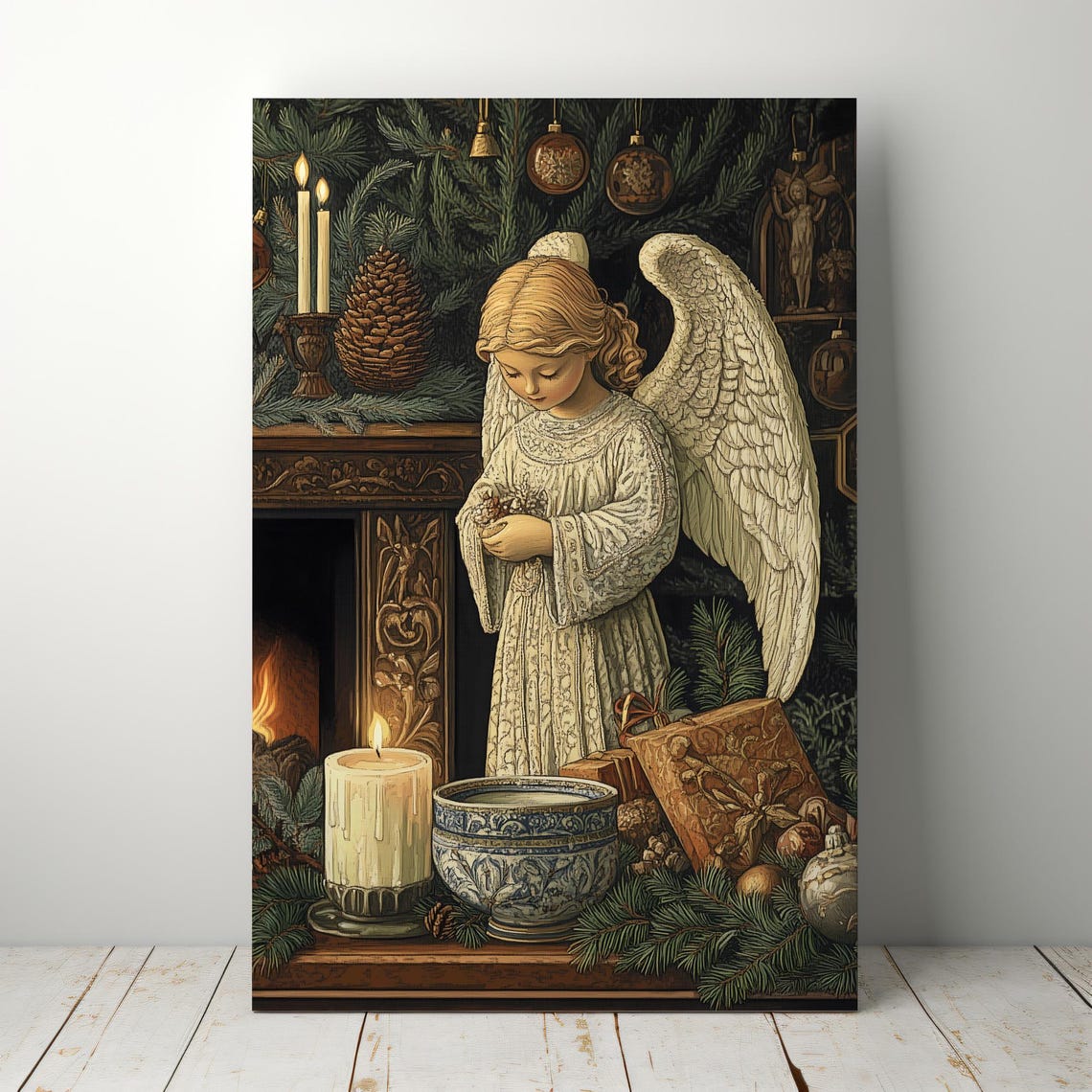 Christmas Angel Wall Art Christmas Angel Artwork Cute Seasonal Decor - Image 3