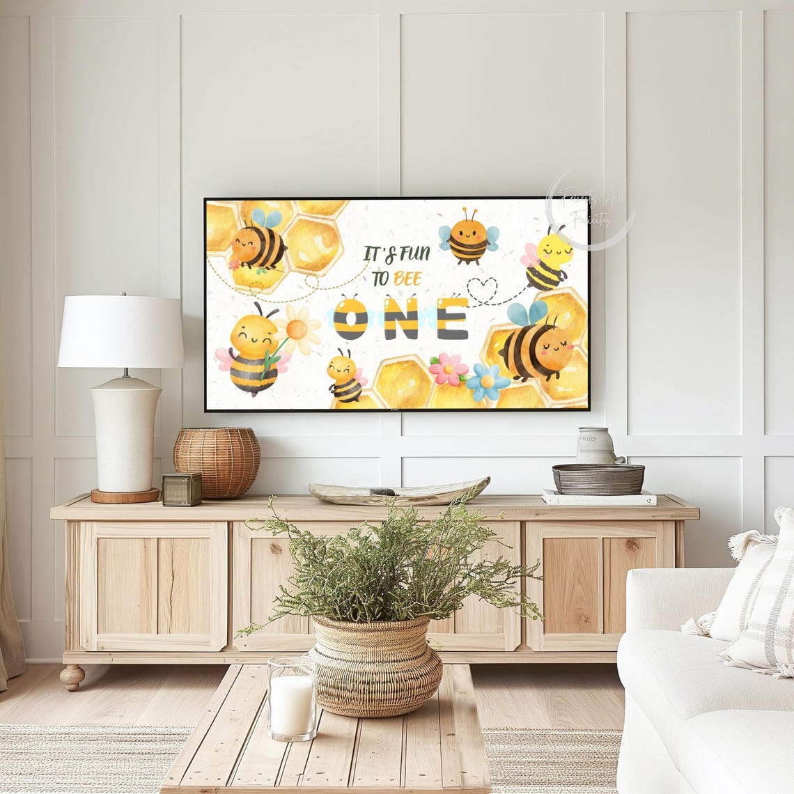 Fun to Bee One First Birthday Party Cute Honeybee Baby Decor Poster - Image 4