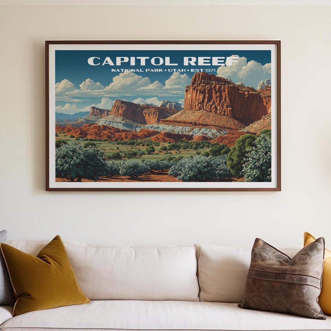 Capitol Reef National Park Utah Red Rock Vintage Travel Poster