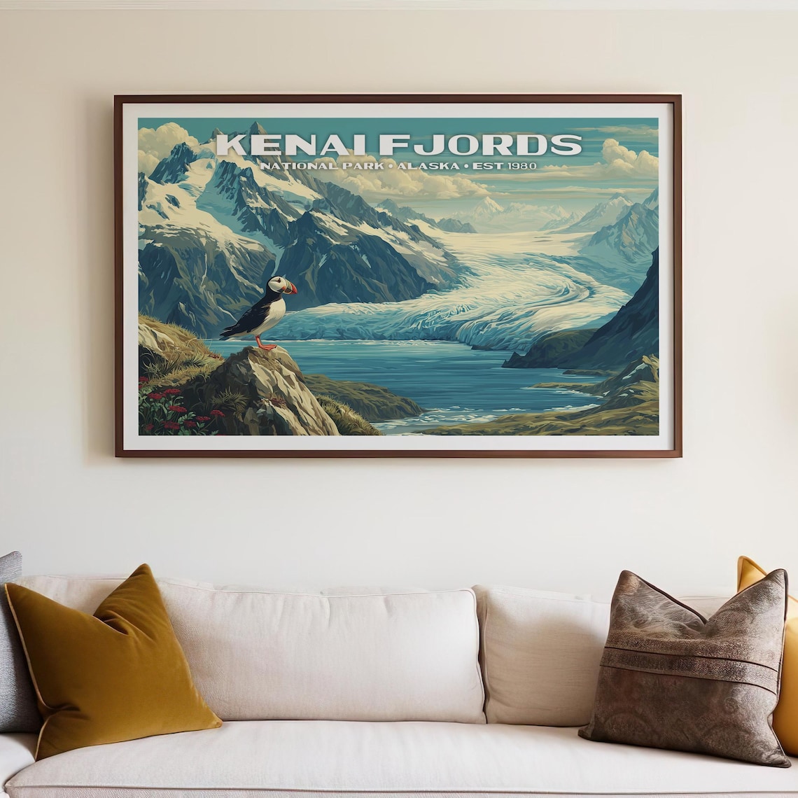 Kenai Fjords National Park Alaska Puffin Glacier Vista Poster