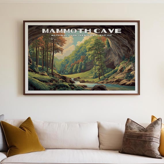 Mammoth Cave National Park Poster Vintage Wall Art Horizontal Nature Landscape
