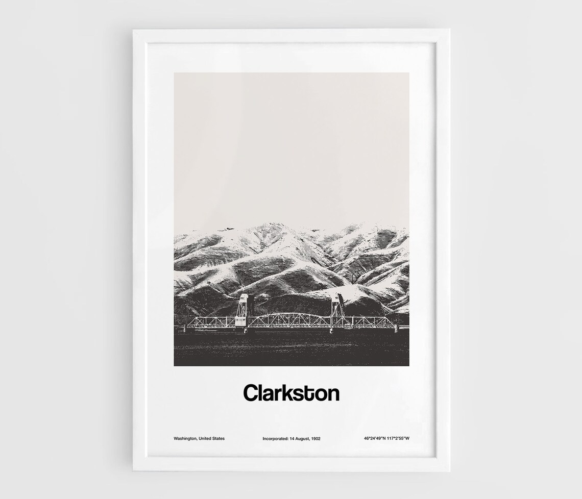 Clarkston Washington Minimalist Art Print, Interstate Bridge