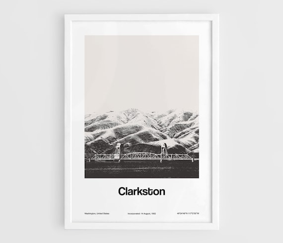 Clarkston Washington Minimalist Art Print, Interstate Bridge