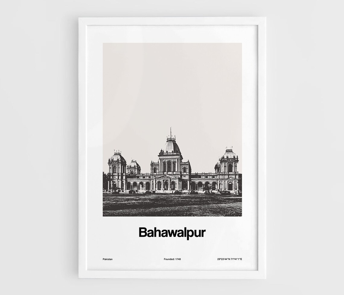 Bahawalpur Pakistan Travel Poster, Noor Mahal Print