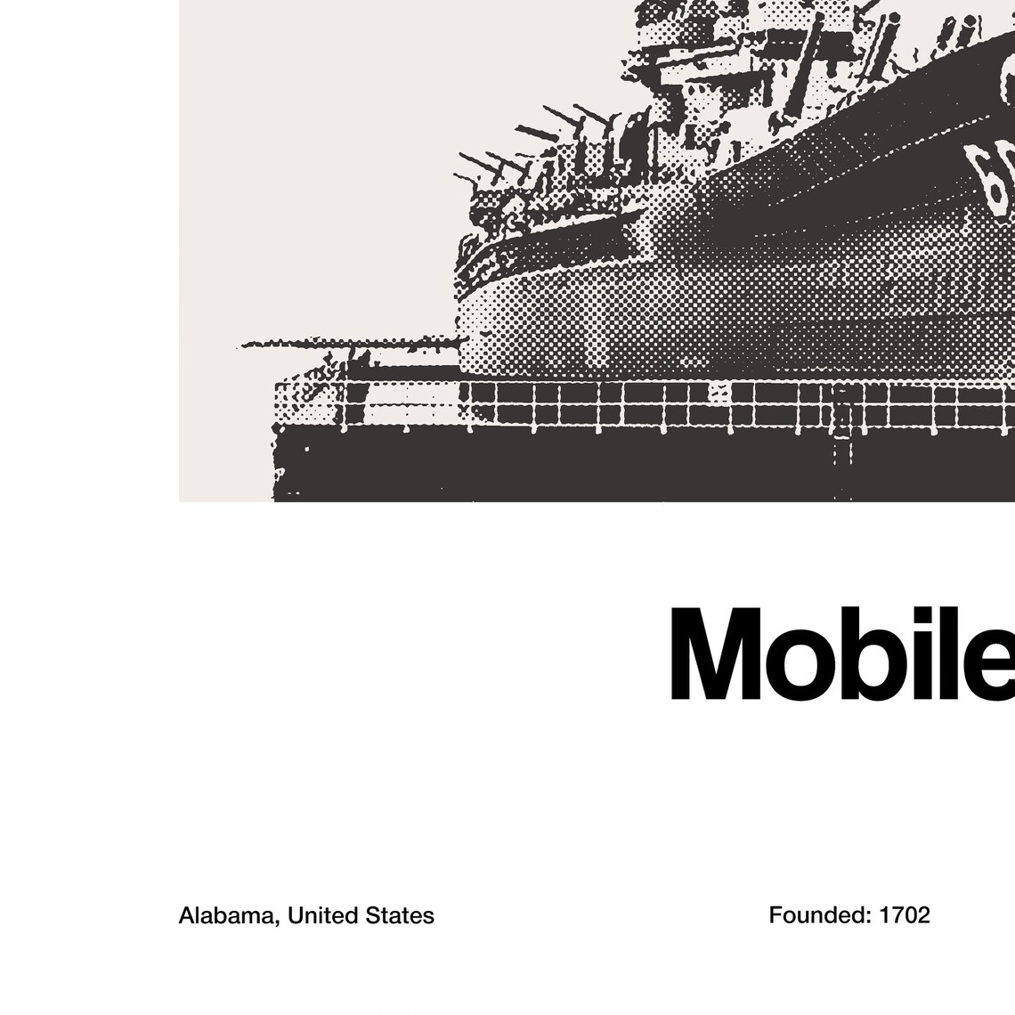 Mobile Alabama Poster, Minimalist City Print - Image 3