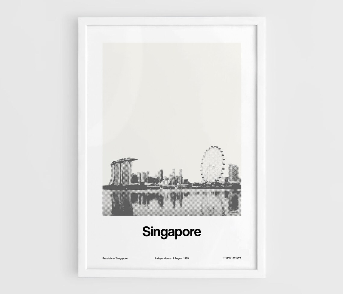 Singapore Skyline Minimalist City Poster Print