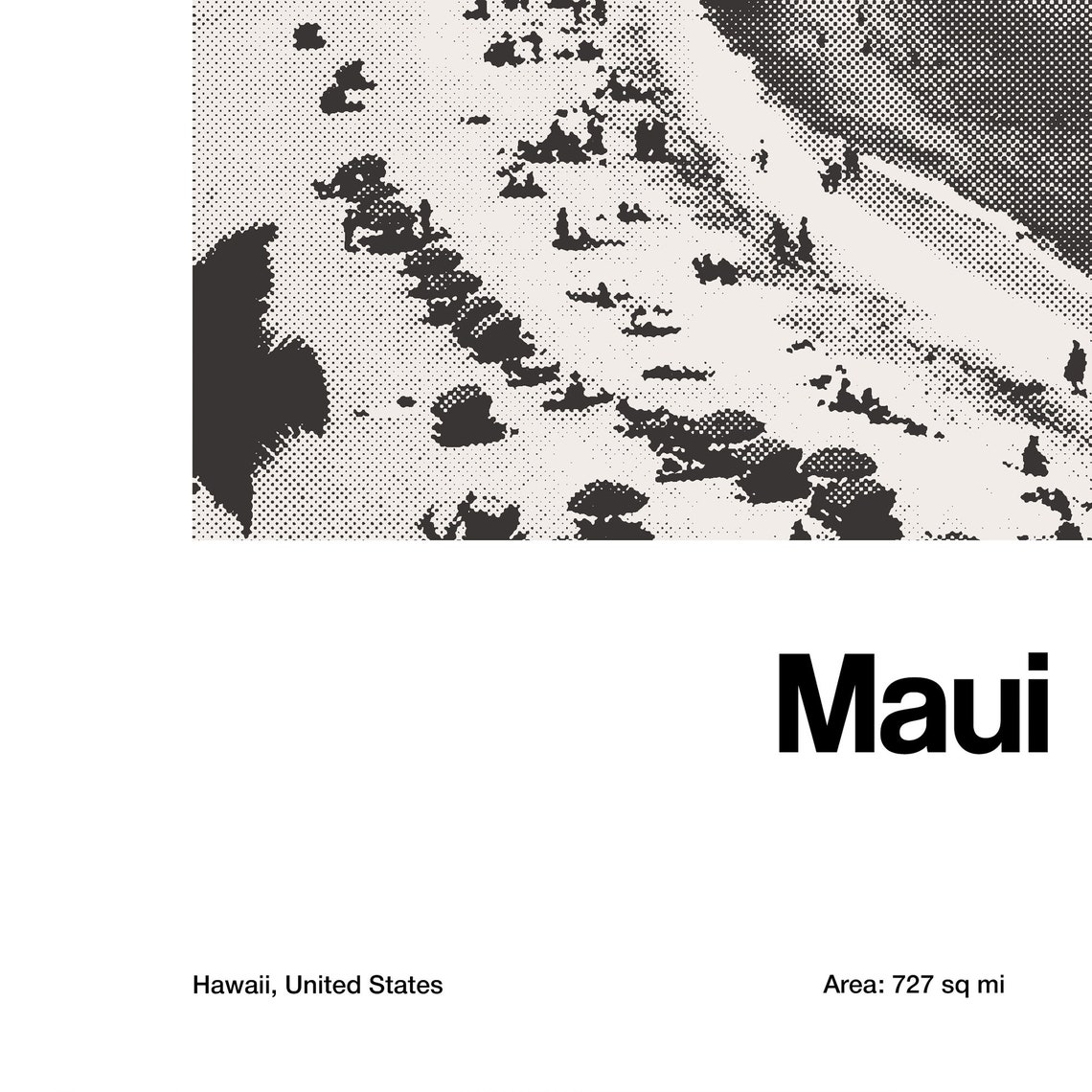 Maui Island Minimalist Poster Print, Hawaii - Image 3