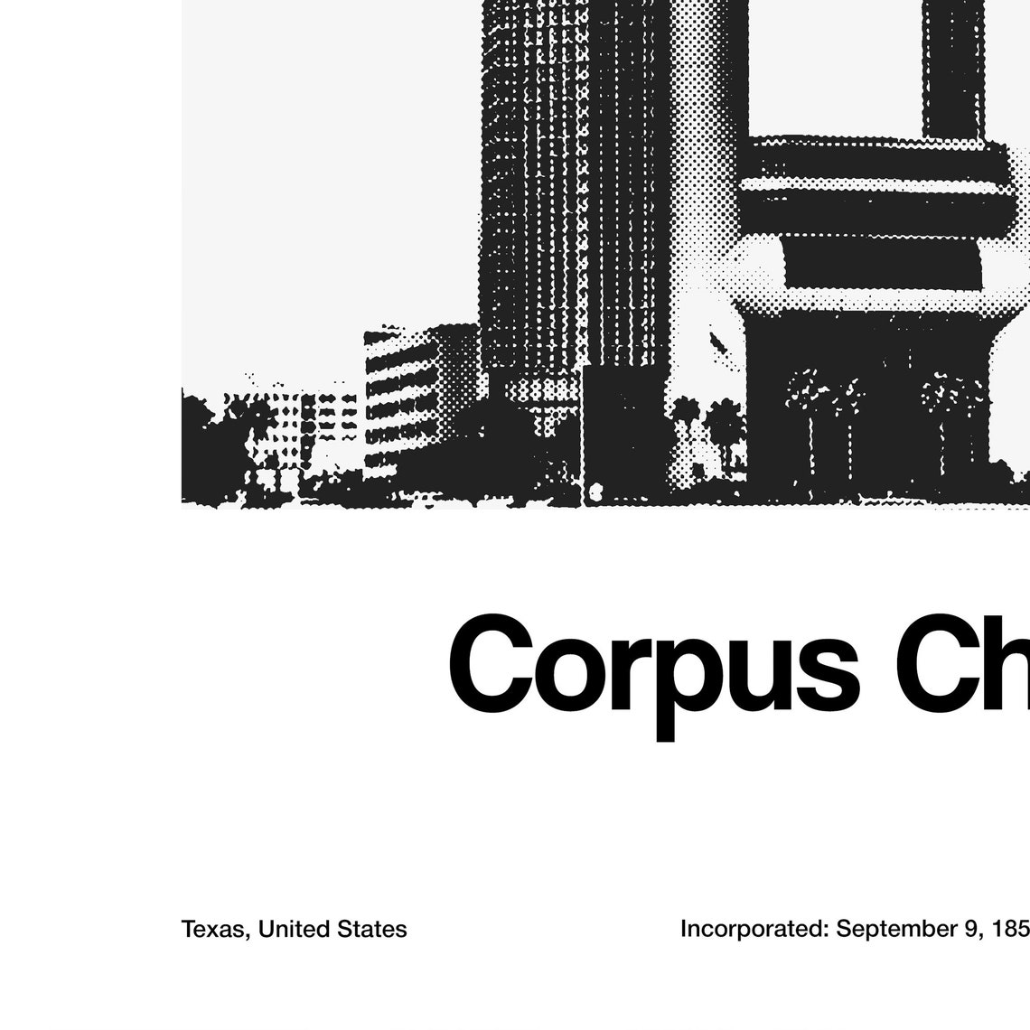Corpus Christi Downtown Bayfront Minimalist Poster Print - Image 2