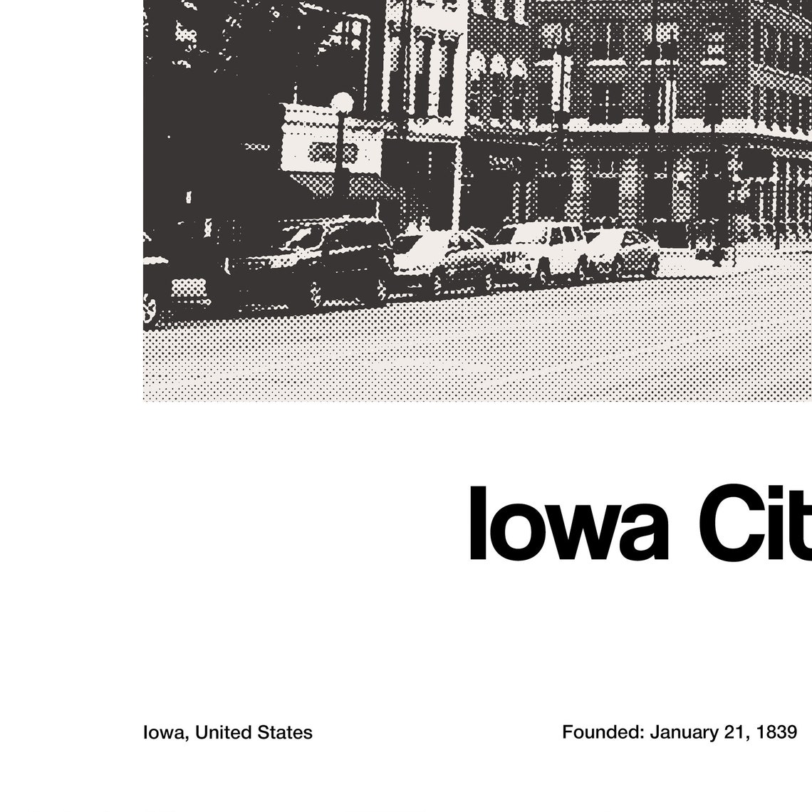 Iowa City Print, Minimalist Poster - Image 3
