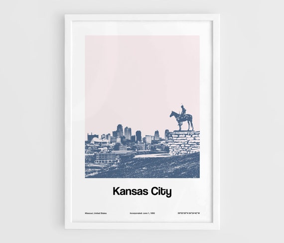 Kansas City Skyline The Scout, Minimalist Art Print