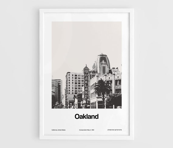Oakland Fox Theatre, Black and White Minimalist Art Print