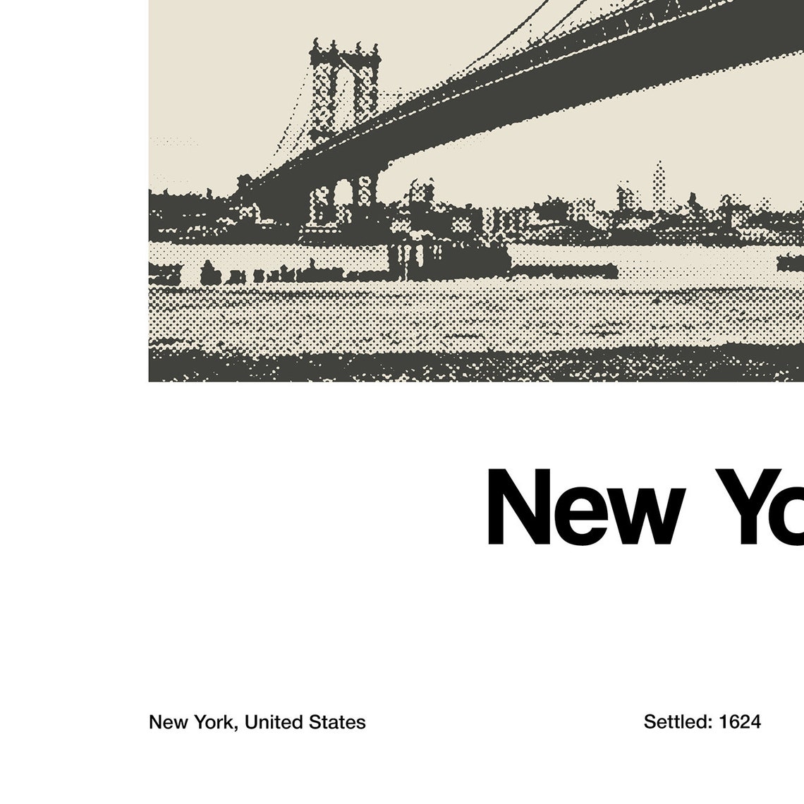 Manhattan Bridge Minimalist Art Print, New York City - Image 2