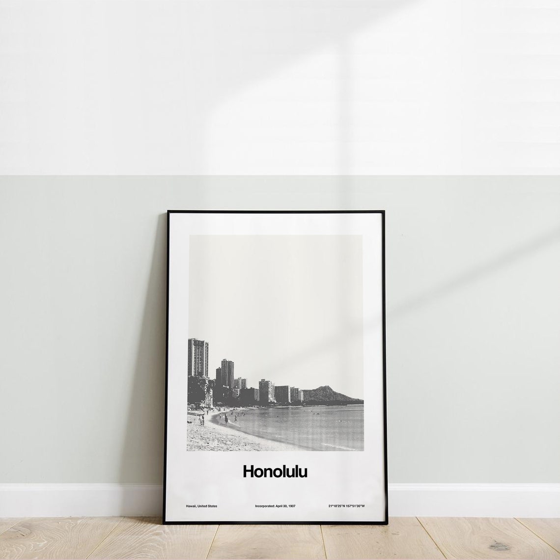 Honolulu Waikiki Beach Skyline, Minimalist Travel Poster - Image 3
