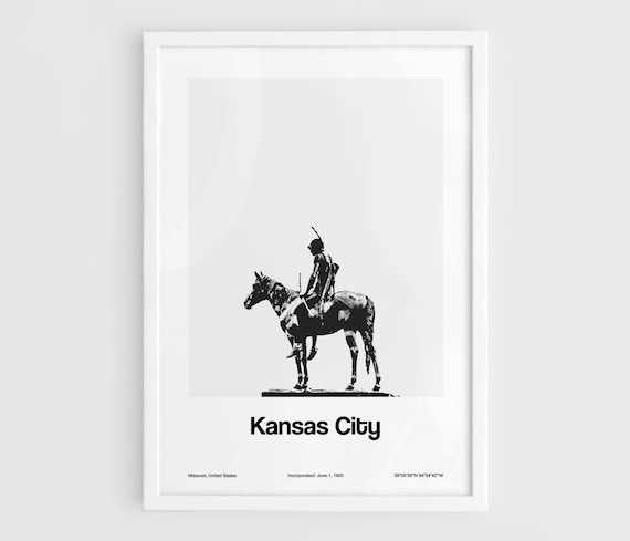 Kansas City The Scout Statue, Minimalist Art Print