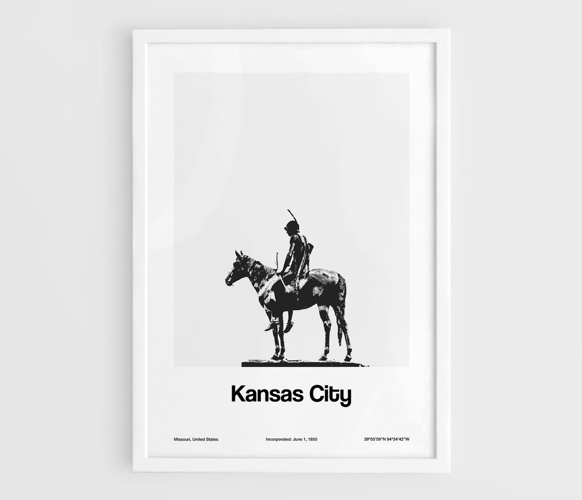 Kansas City The Scout Statue, Minimalist Art Print