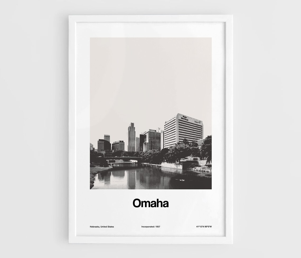 Omaha Nebraska Skyline, Minimalist City Poster