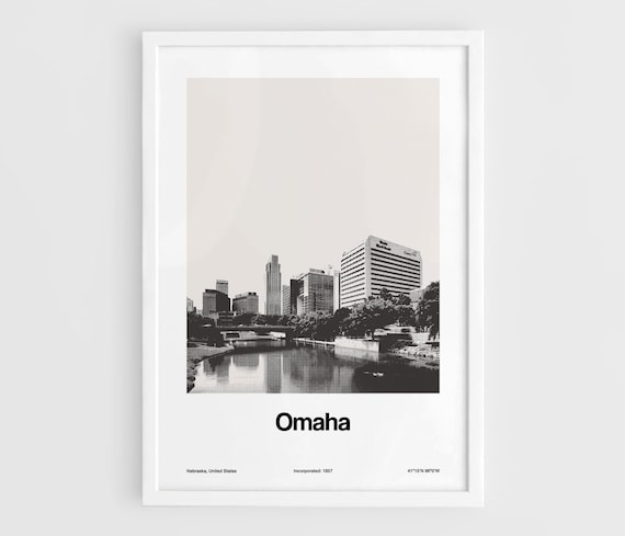 Omaha Nebraska Skyline, Minimalist City Poster
