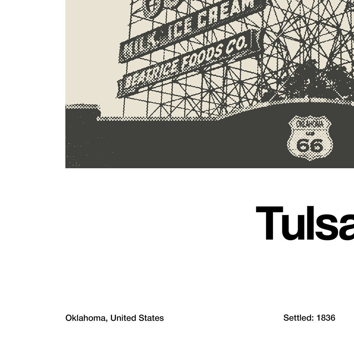 Tulsa Route 66 Meadow Gold Sign Travel Poster - Image 2