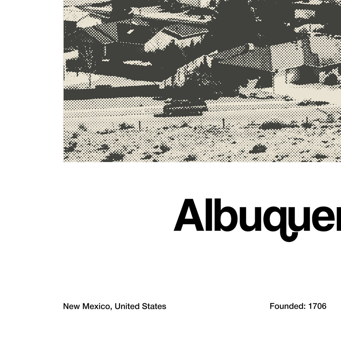 Minimalist Albuquerque Skyline, New Mexico Art Print - Image 3