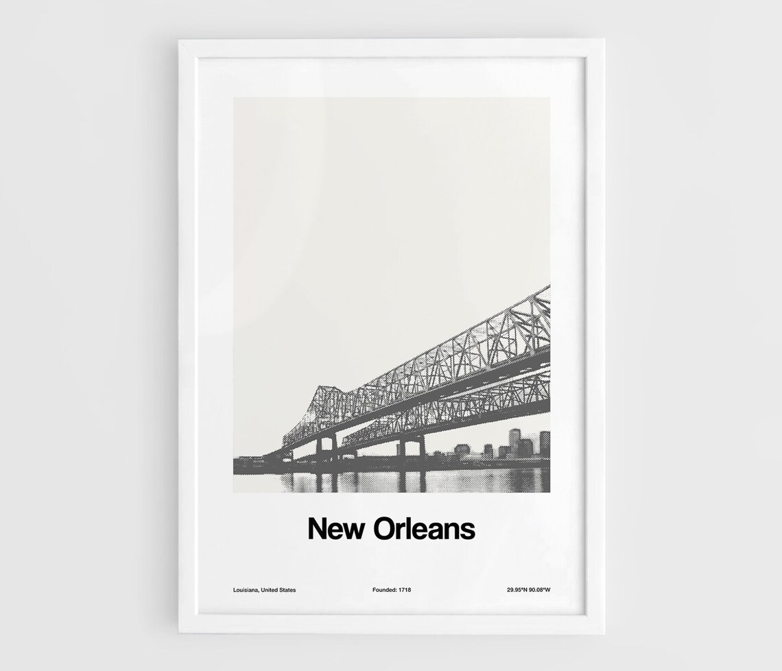 New Orleans Crescent City Connection Minimalist Travel Poster