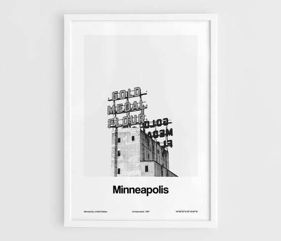 Minneapolis Gold Medal Flour Sign, Minimalist Art Print
