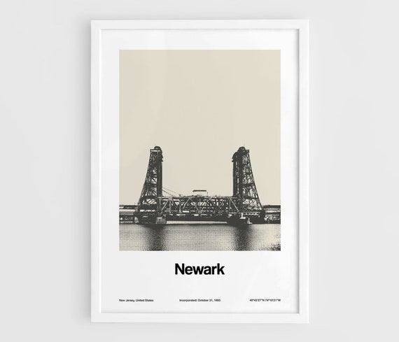 Newark NJ Dock Bridge Minimalist Travel Poster