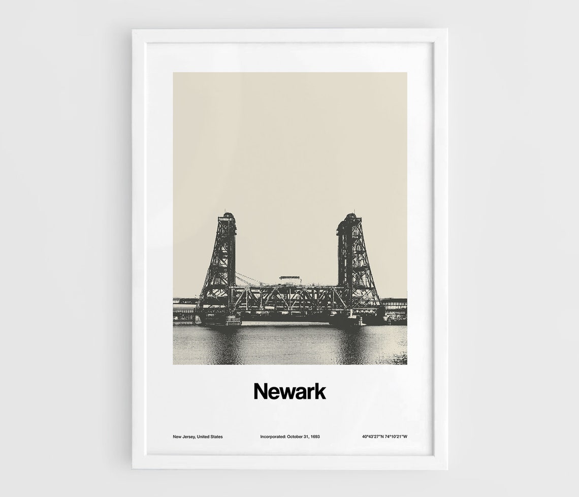 Newark NJ Dock Bridge Minimalist Travel Poster