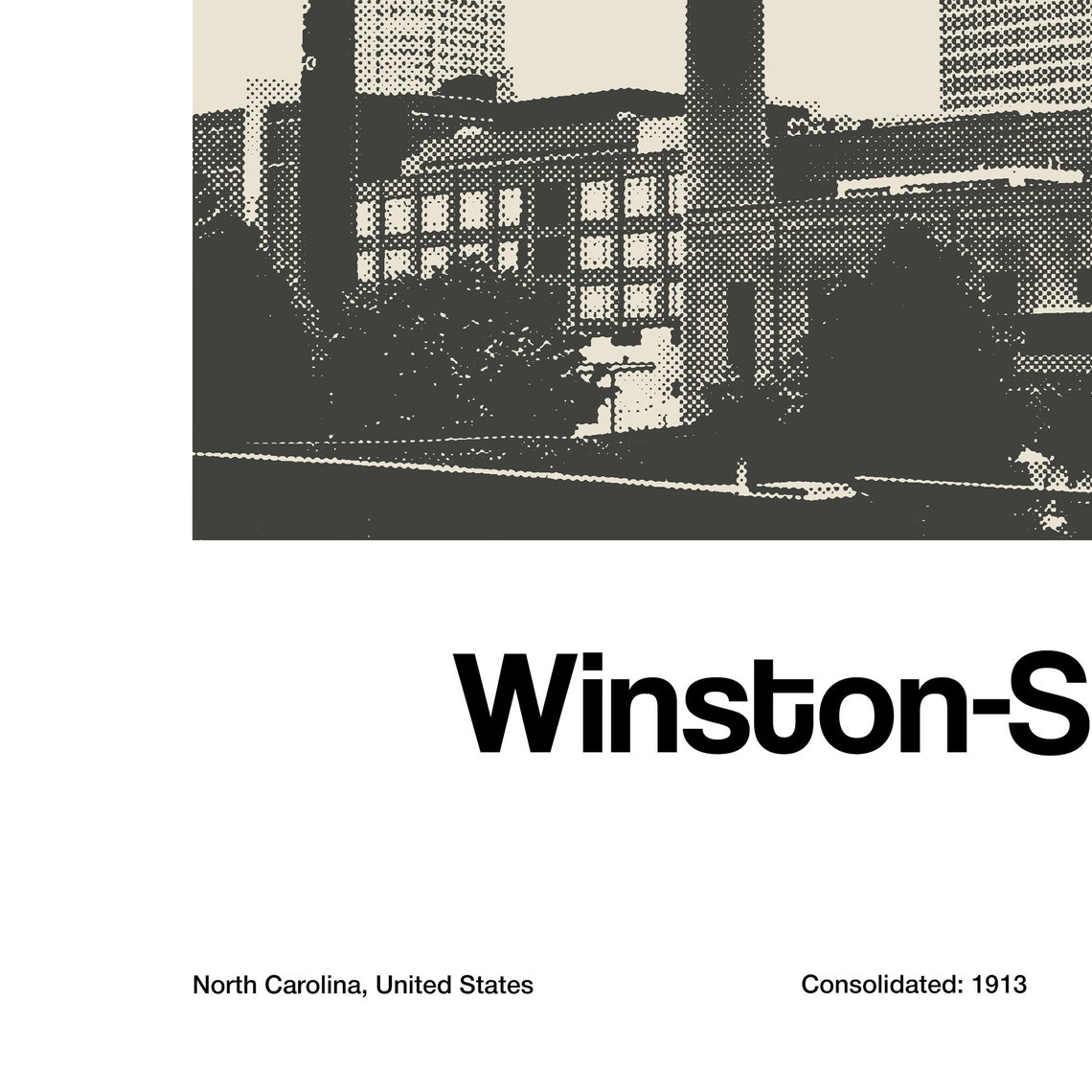 Winston Salem NC Skyline, Minimalist Art Print - Image 3