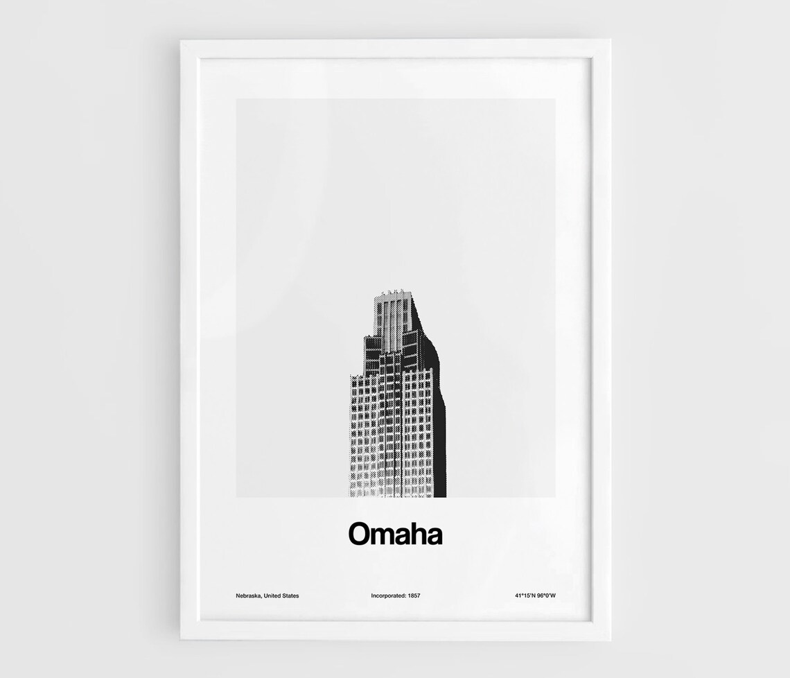 Omaha, Nebraska Skyline Minimalist City Art Print