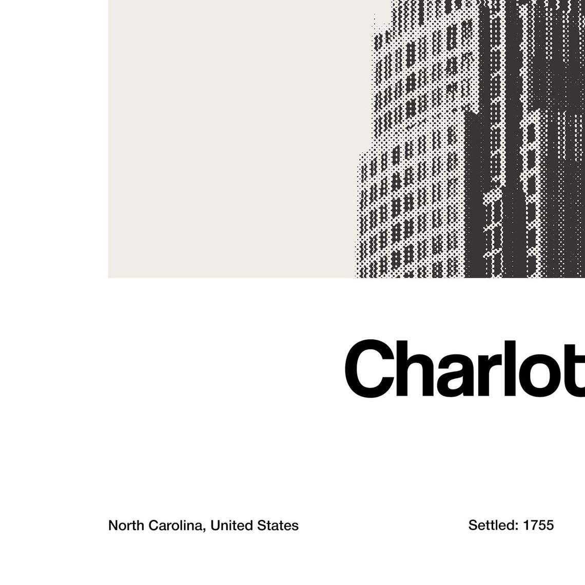Charlotte NC Skyline, Minimalist Poster Print - Image 2