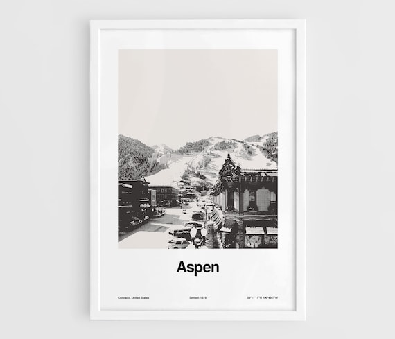 Aspen, Colorado Minimalist Black and White Art Print