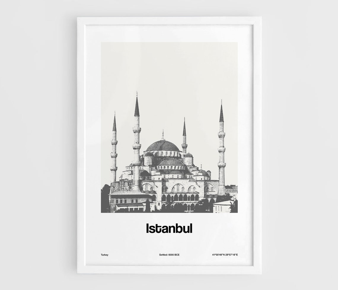 Custom Istanbul Blue Mosque, Black and White Art Print